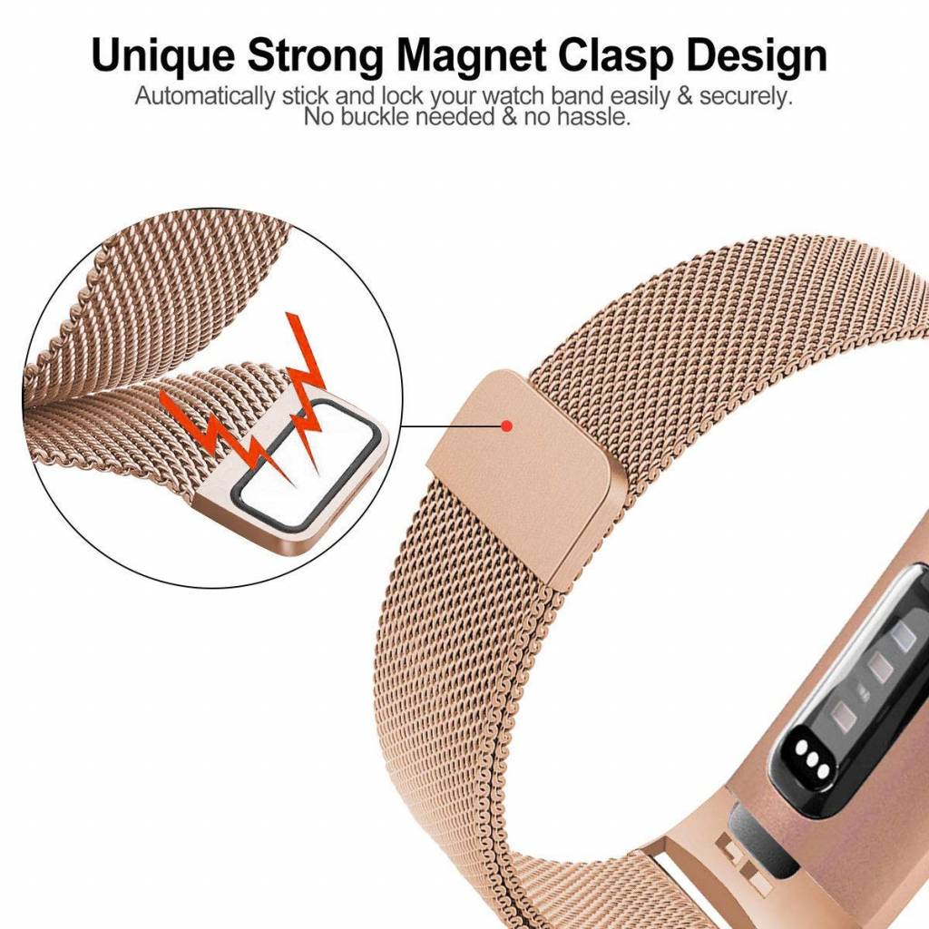 Fitbit Charge 3 & 4 milanese band - rose goud