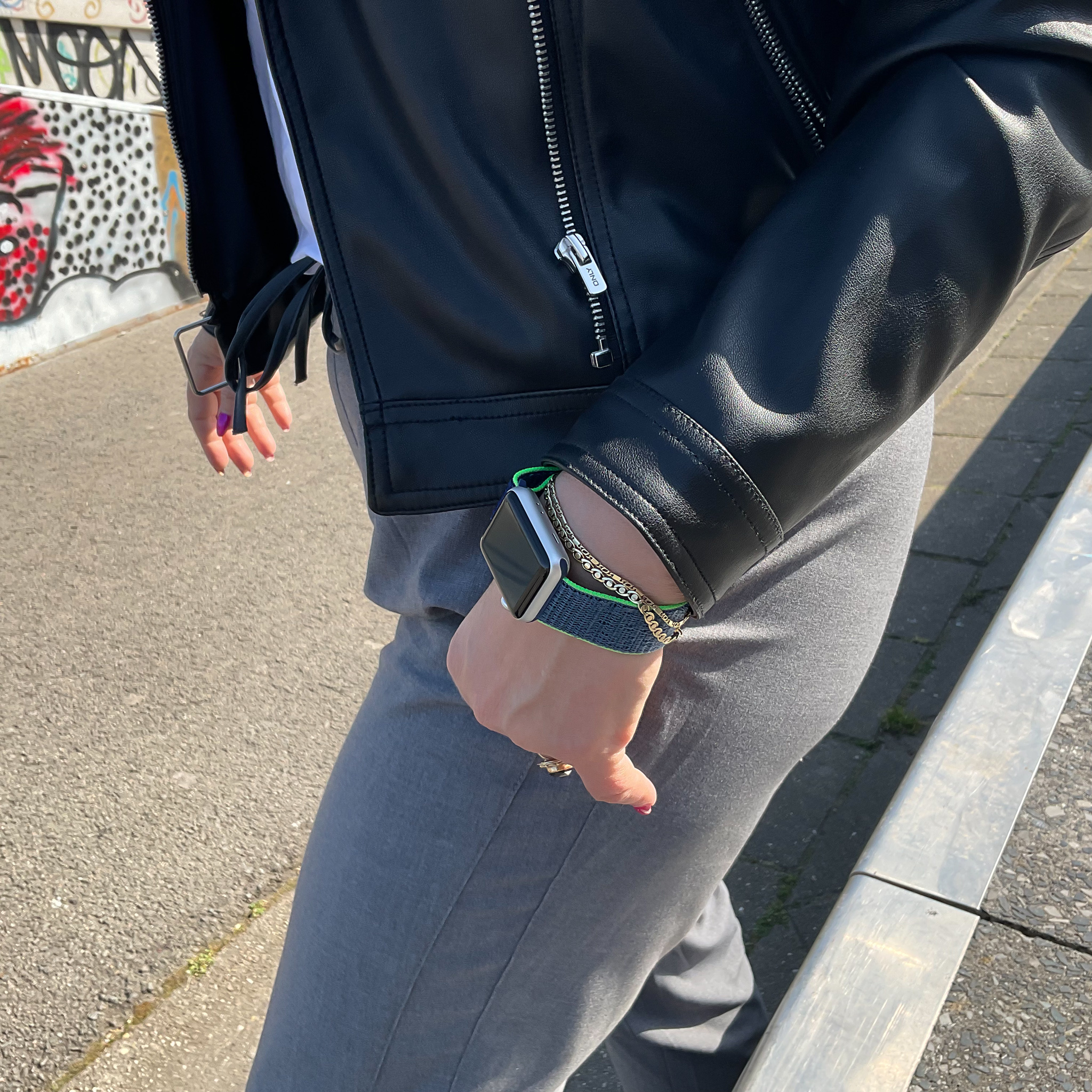Apple Watch nylon geweven sport band  - neon limoen
