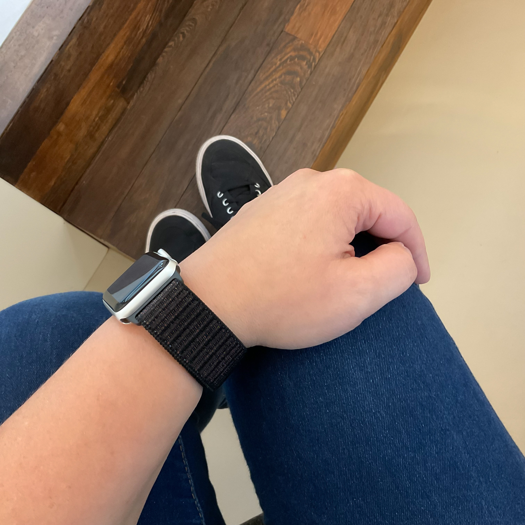 Apple Watch nylon geweven sport band  - zwart mix