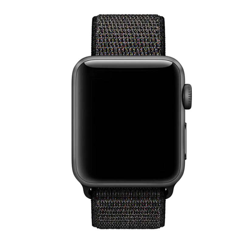 Apple Watch nylon geweven sport band  - zwart mix