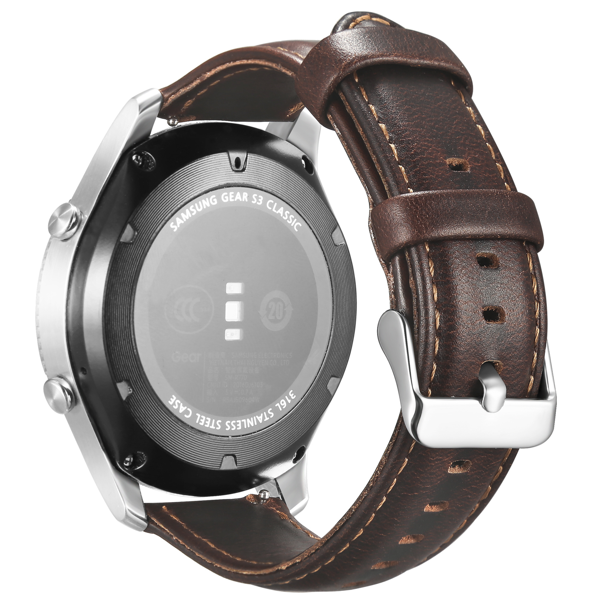 Samsung Galaxy Watch genuine leren band - donkerbruin