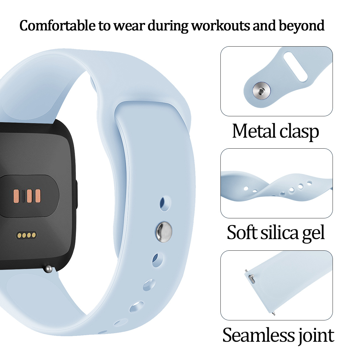 Fitbit Versa silicone sport band - lichtblauw