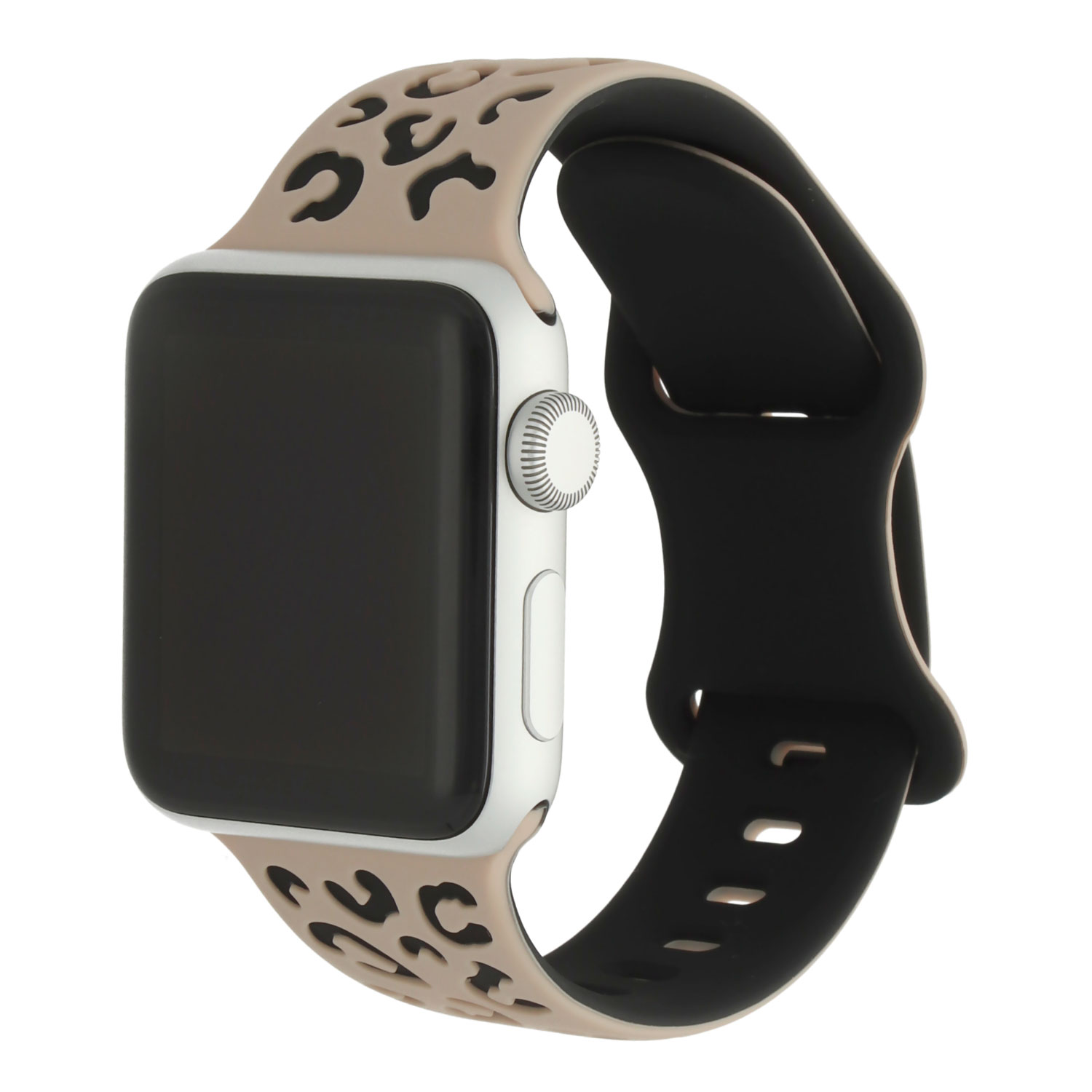 Apple Watch silicone luipaard Wild band - lichtbruin zwart