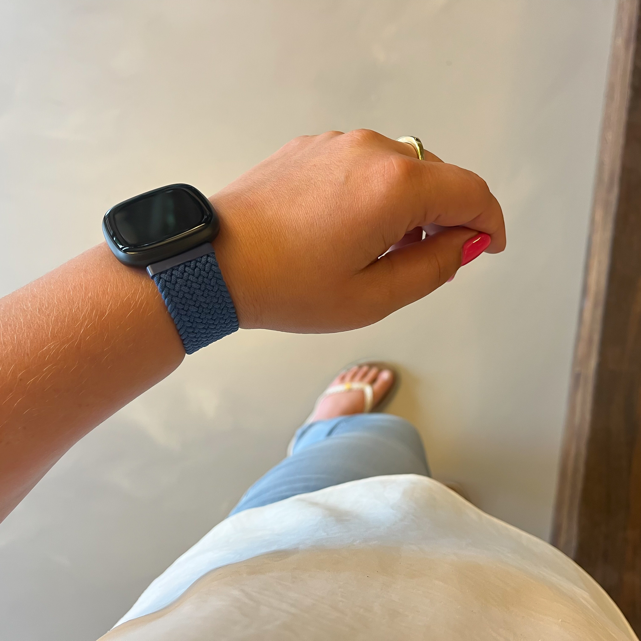 Fitbit Versa 3 / Sense nylon gevlochten solo band - atlantische blauw
