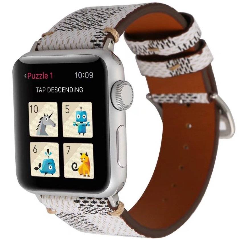 Apple Watch leren grid band - wit