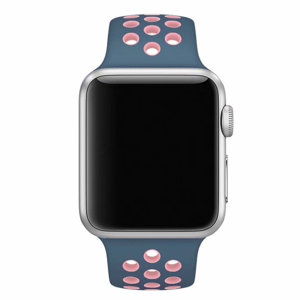 Apple Watch dubbel sport band - blauw roze