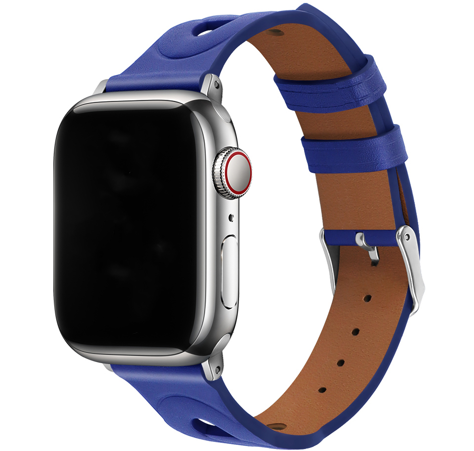 Apple Watch Leren Hermes Ring Band - Lichtblauw