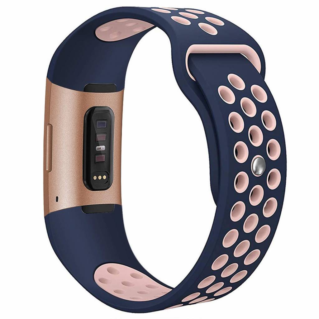 Fitbit Charge 3 & 4 dubbel sport band - donkerblauw roze