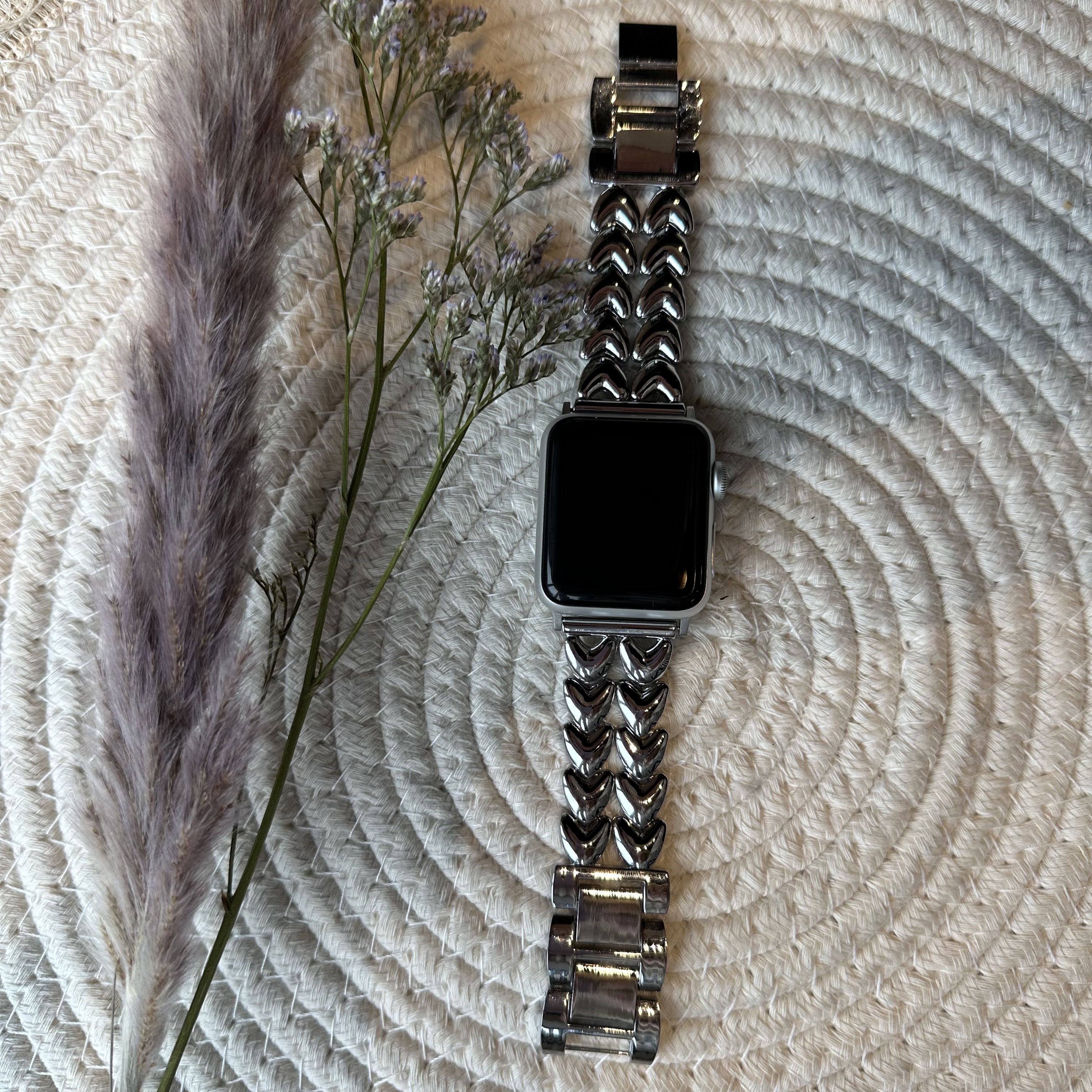 Apple Watch hart stalen schakel band - zilver