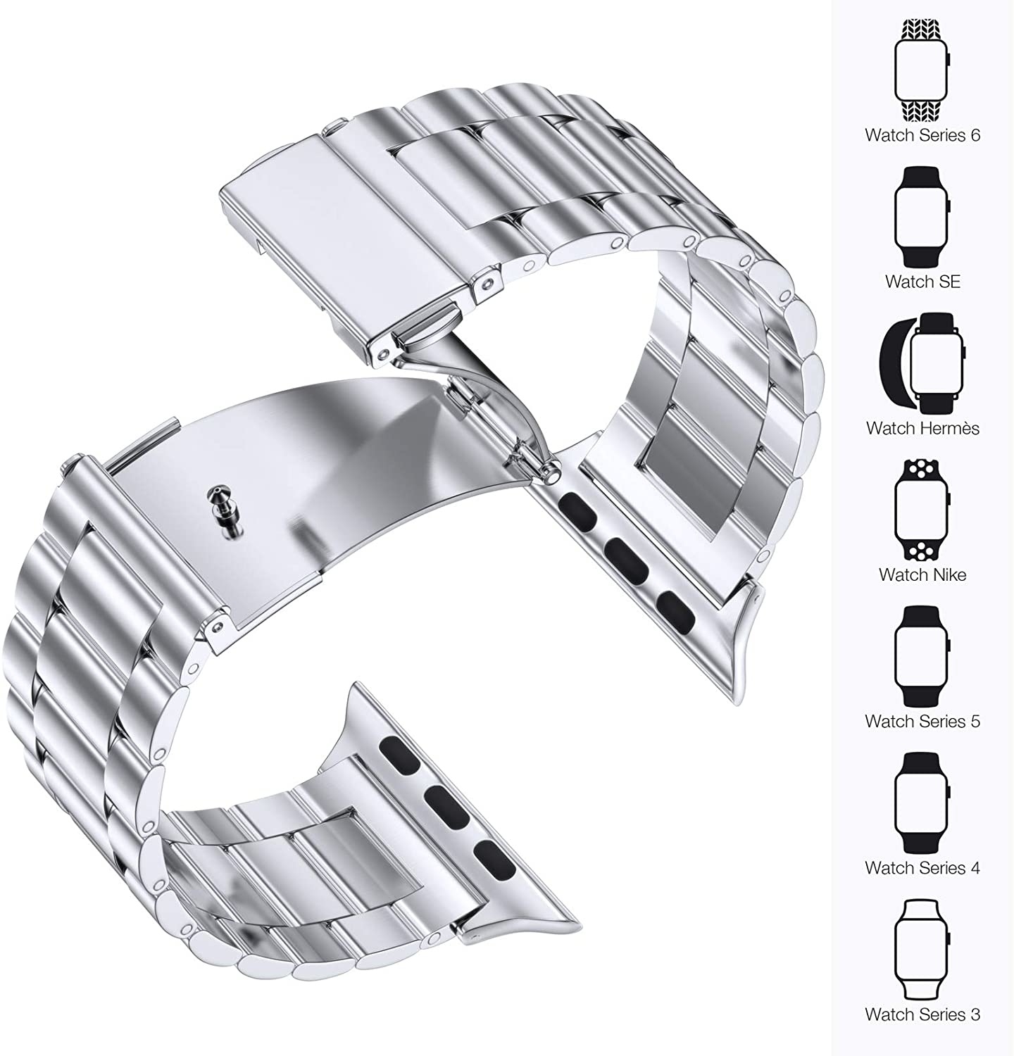 Apple Watch kralen stalen schakel band - zilver