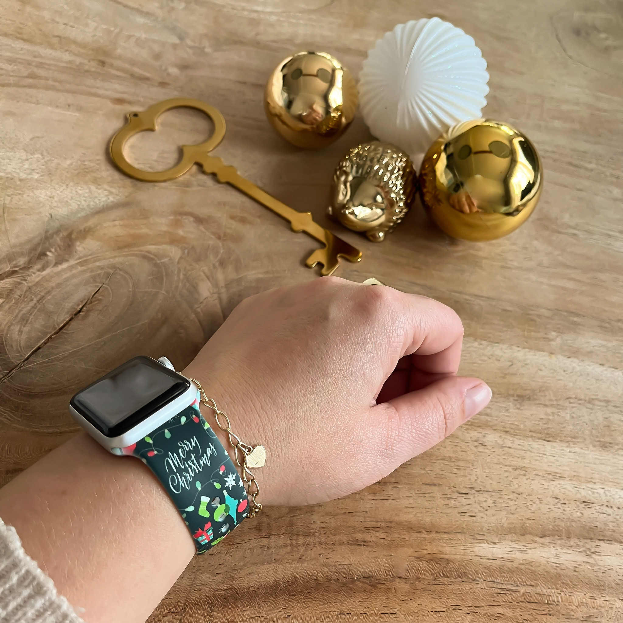Apple Watch print sport band - kerst donkergroen