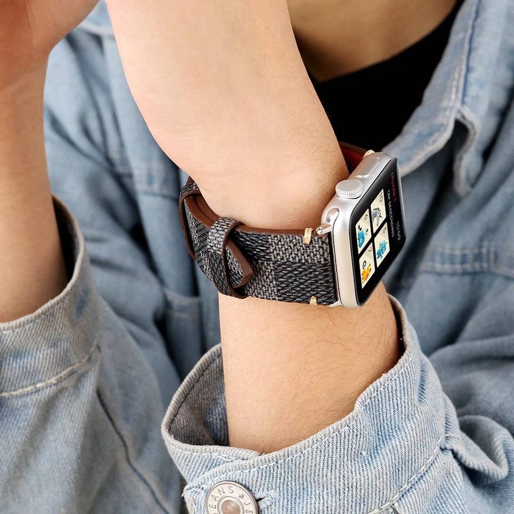 Apple Watch leren grid band - zwart