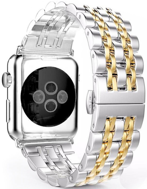 Apple Watch stalen rvs schakel band zilver goud 123watches