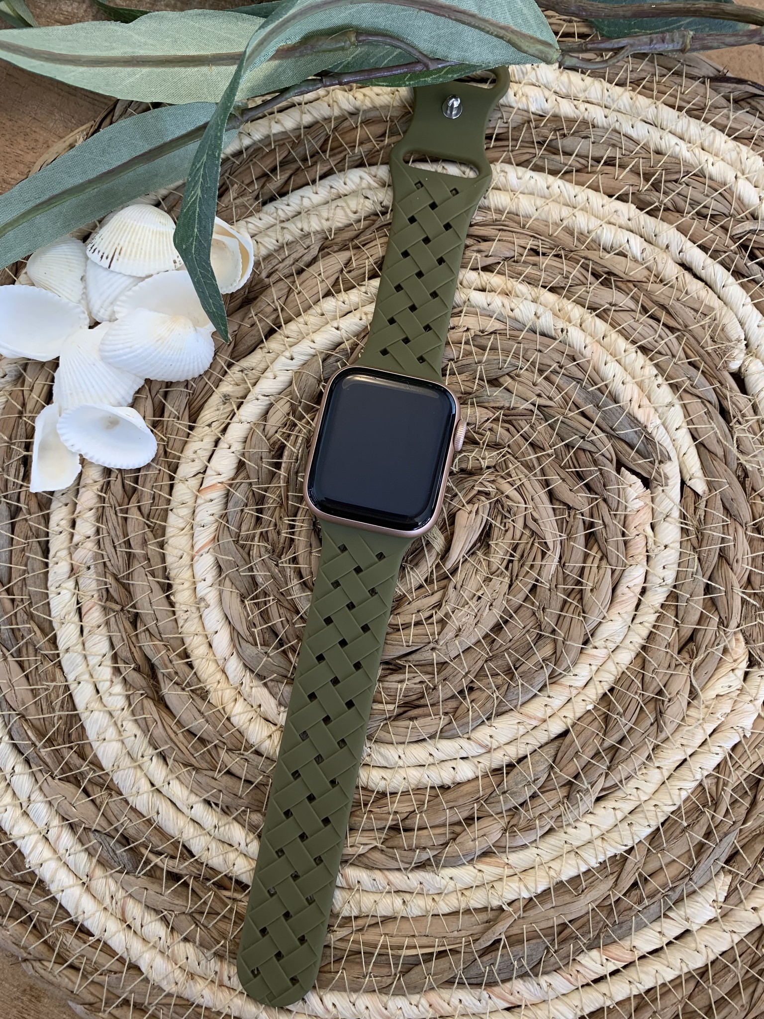 Apple Watch gevlochten sport band - olijfgroen