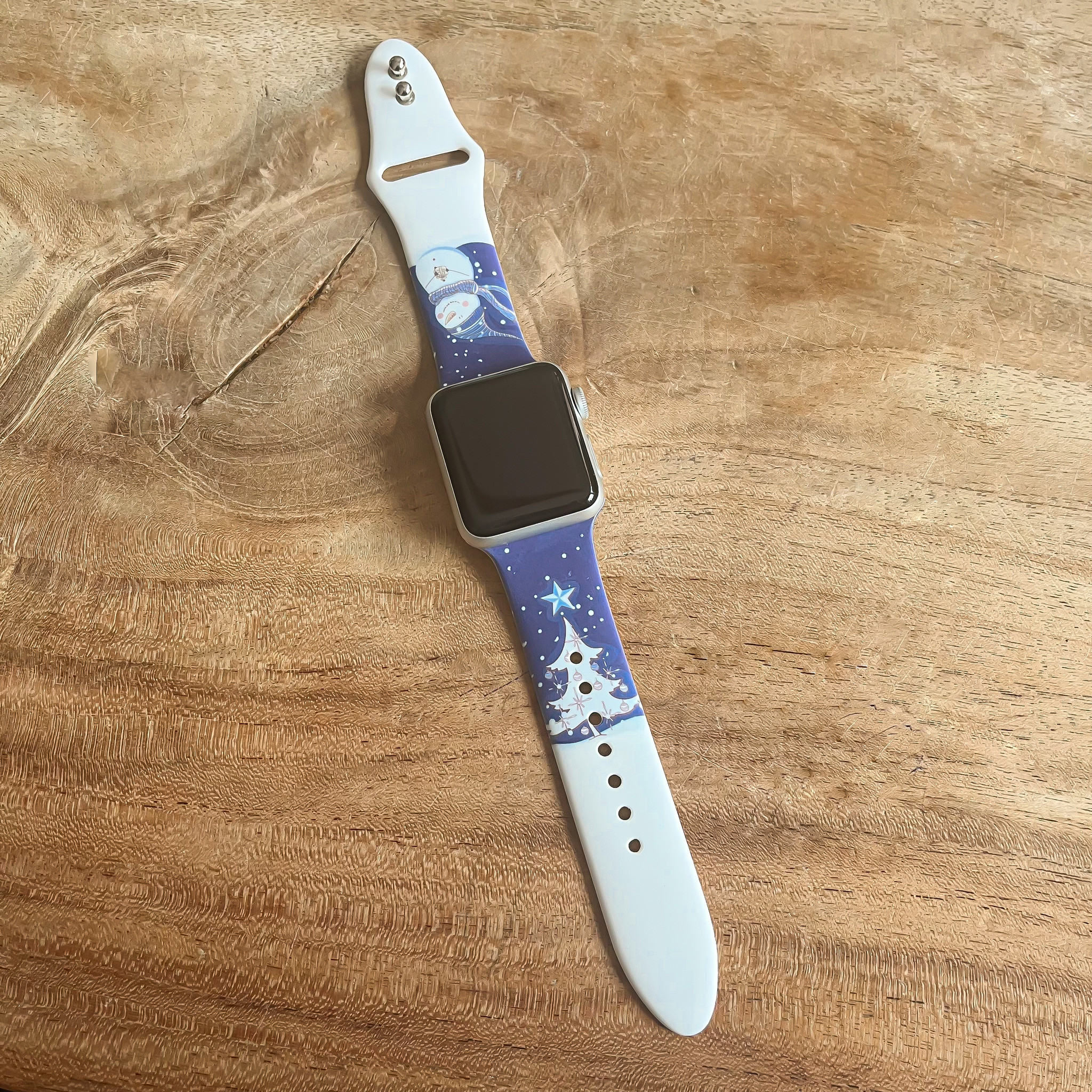 Apple Watch print sport band - kerst sneeuwpop donkerblauw