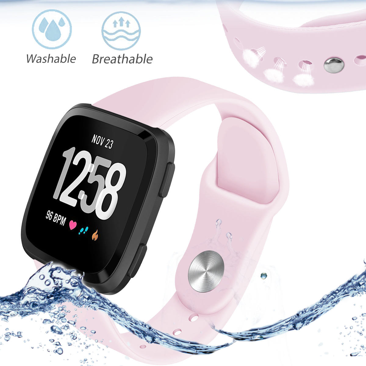 Fitbit Versa silicone sport band - roze