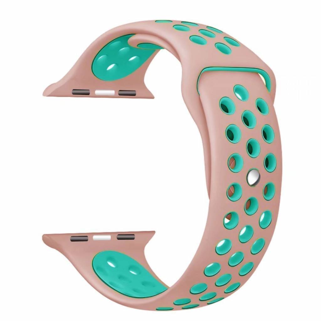 Apple Watch dubbel sport band - roze lichtblauw