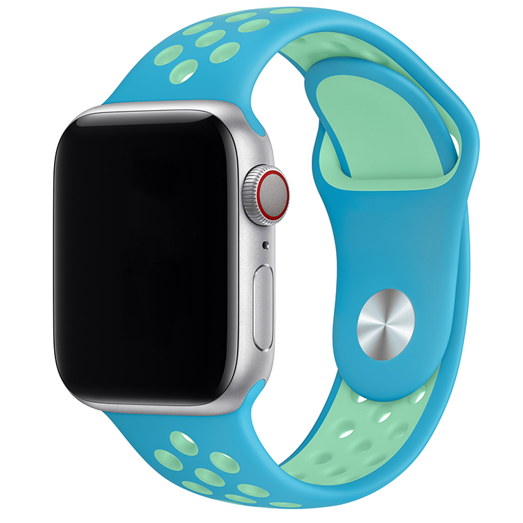 Apple Watch dubbel sport band - chloor blauw groene gloed