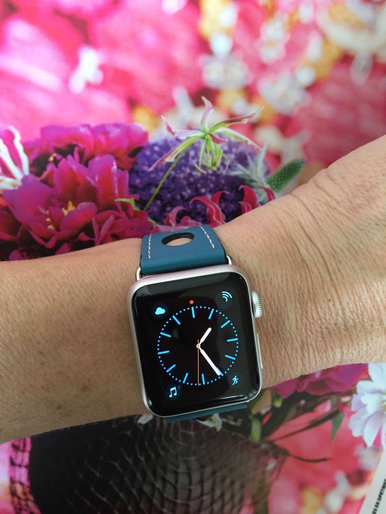 Apple Watch leren hermes band - lichtblauw