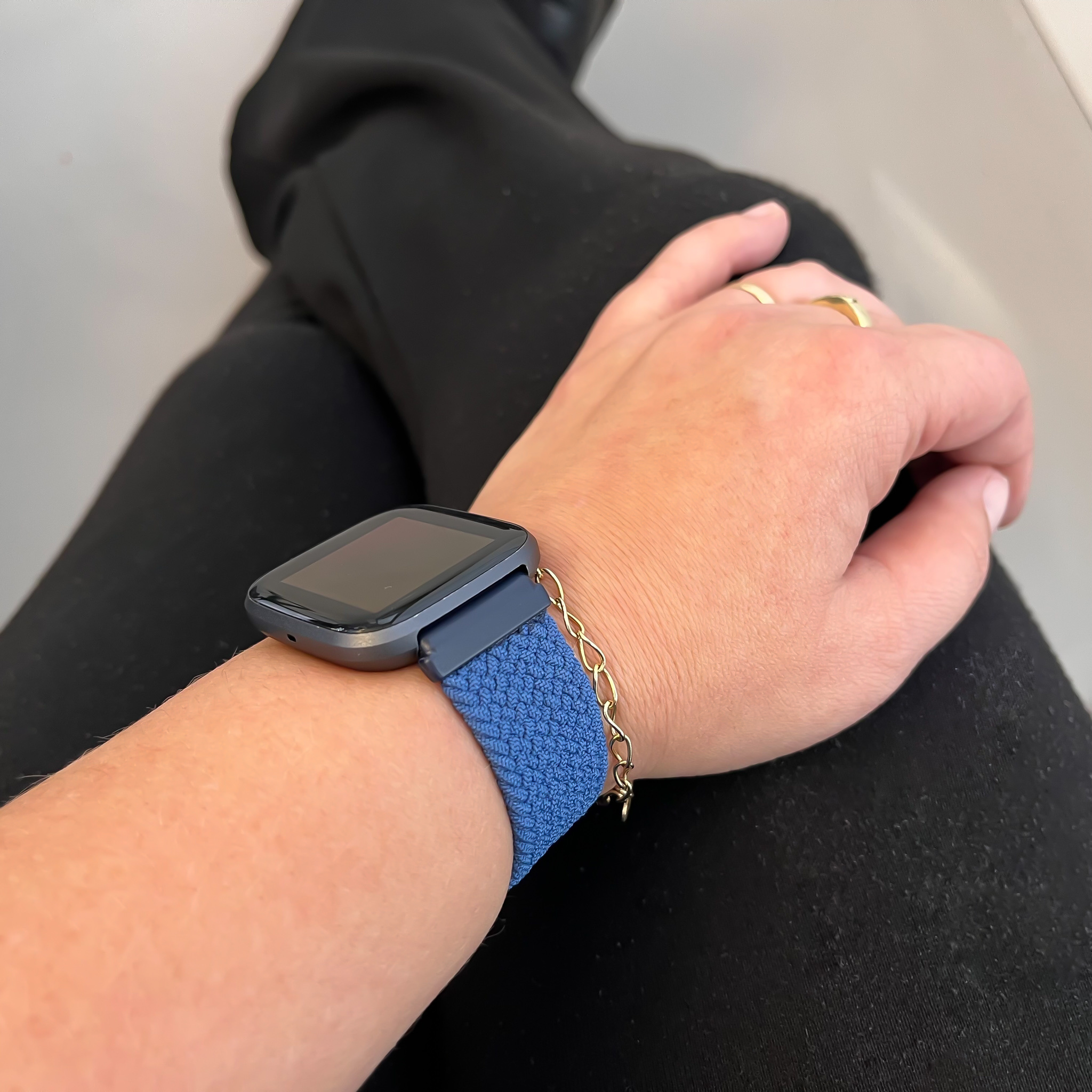 Fitbit Versa nylon gevlochten solo band - atlantische blauw