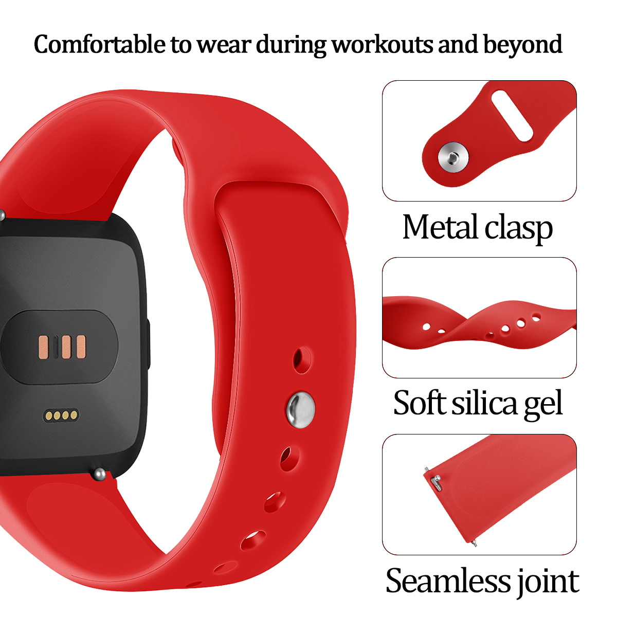 Fitbit Versa silicone sport band - rood