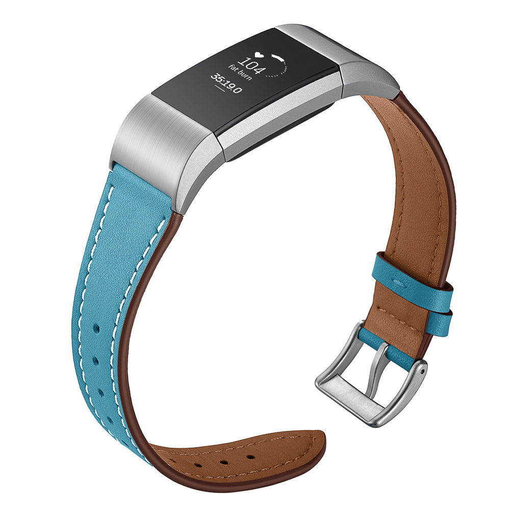 Fitbit Charge 2 premium leren band - lichtblauw