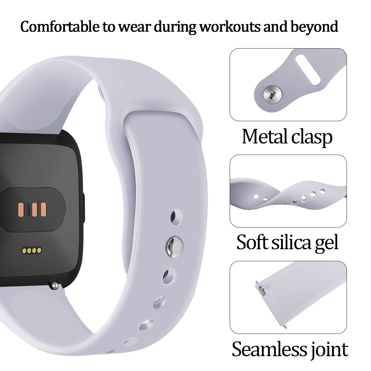 Fitbit Versa silicone sport band - grijs