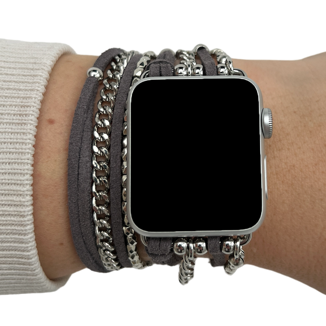 Apple Watch sieraden band - Nancy grijs zilver