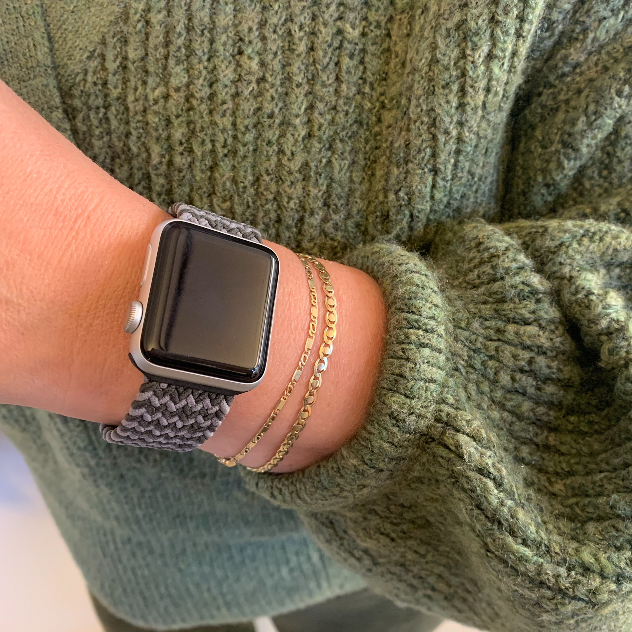 Apple Watch nylon gevlochten solo band - groen grijs