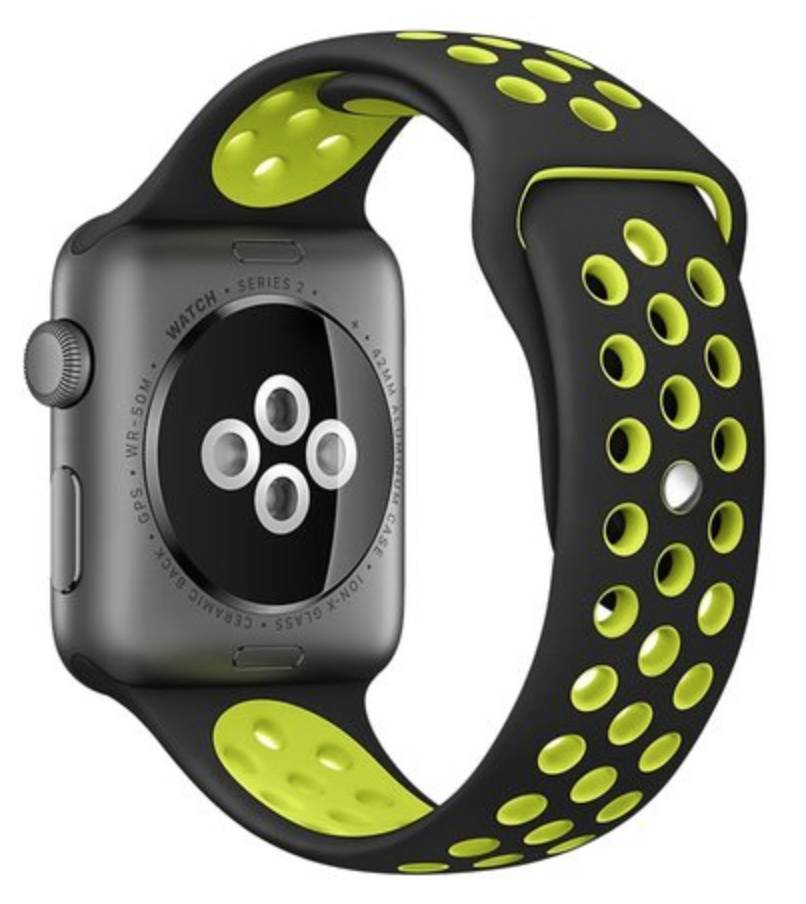 Apple Watch dubbel sport band - zwart geel