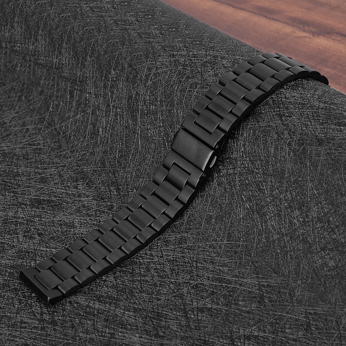 Fitbit Versa kralen stalen schakel band - zwart