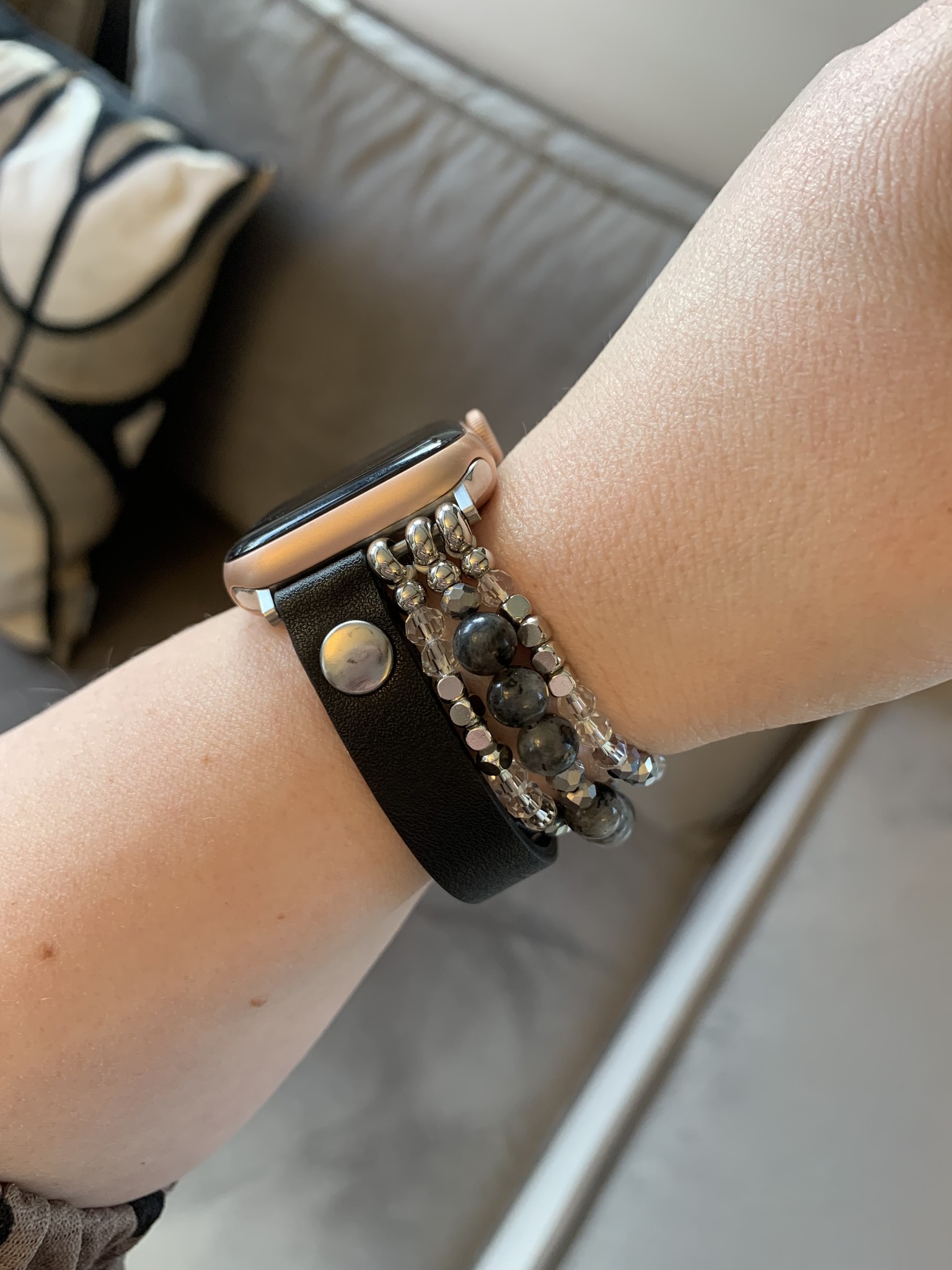 Apple Watch leren sieraden band - zwart