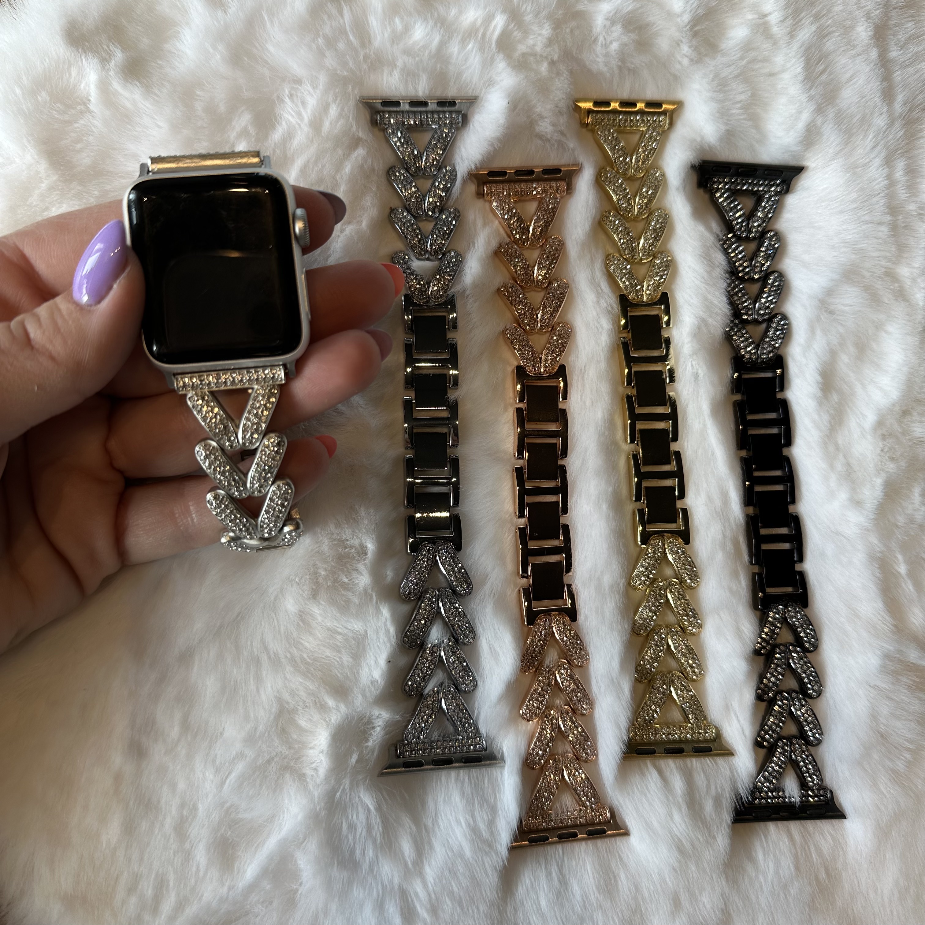 Apple Watch hart stalen schakel band - Faye zwart