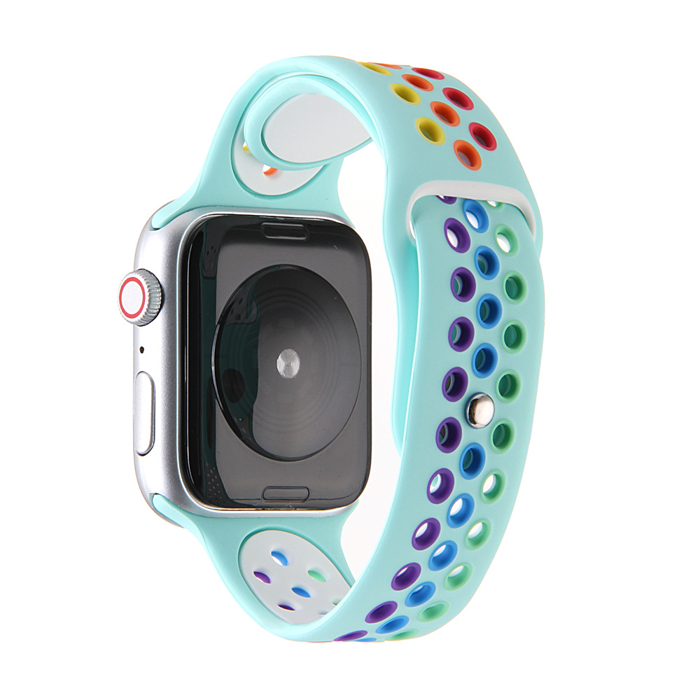 Apple Watch dubbel sport band - kleurrijk lichtblauw